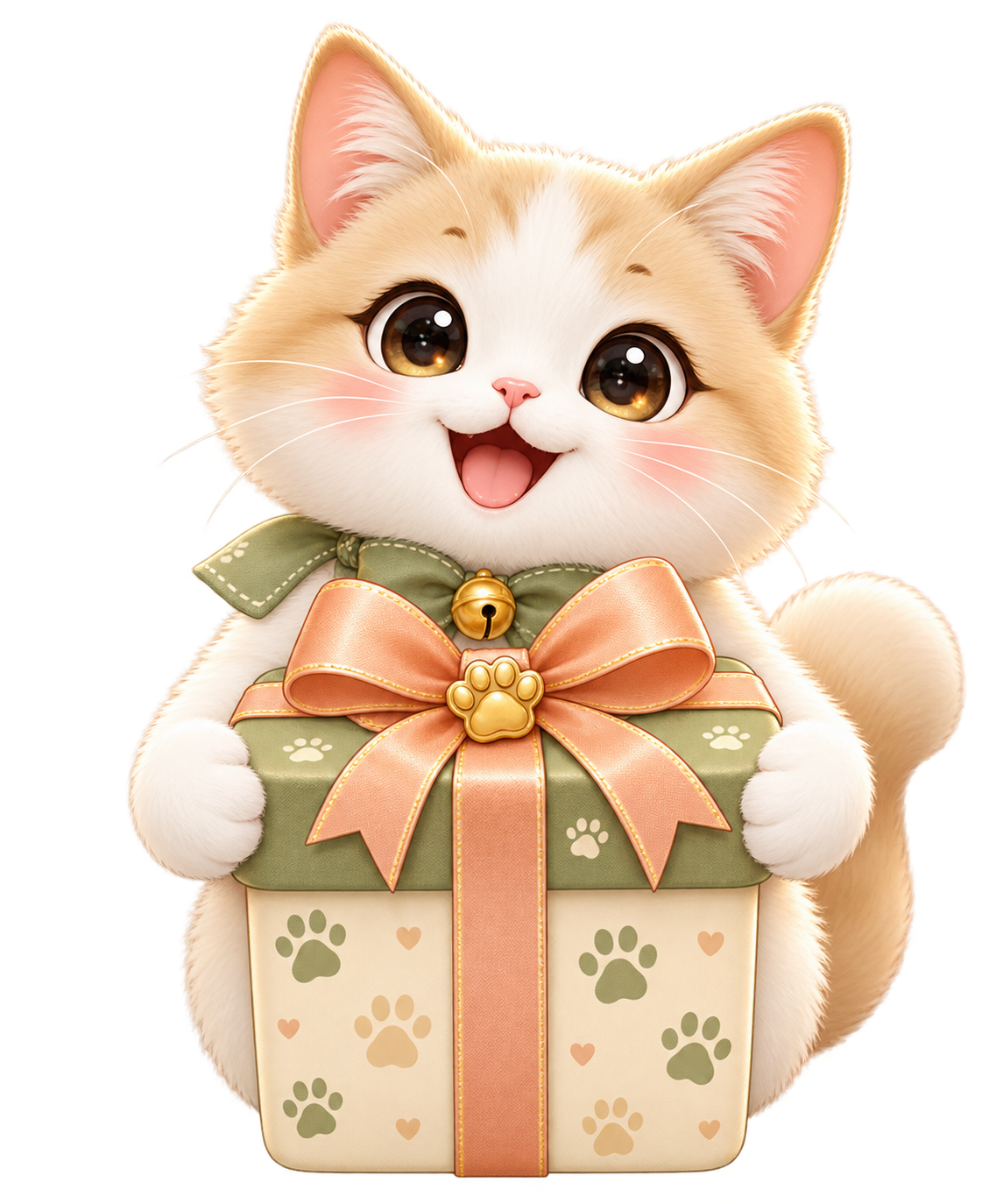 MEOWMOのギフトボックスを抱えて走る猫